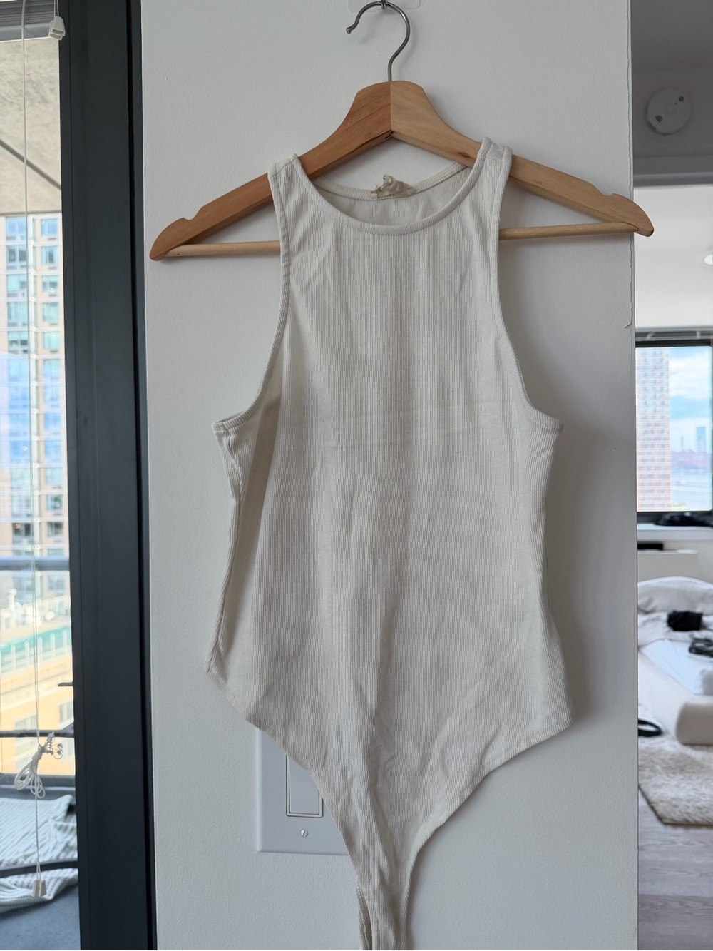 Women's Cream Tank Bodysuit - Minimal Racerback
